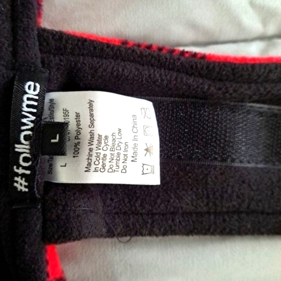 Follow Me Red Black Fleece Dog Coat Velcro Closure Size XS - Picture 4 of 4